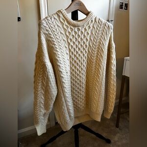 Ivory Cable Knit Crewneck Sweater